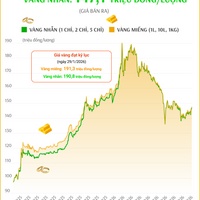 (Interactive) Giá vàng miếng sáng 22/8/2026