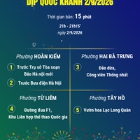 (Interactive) Hà Nội bắn pháo hoa tại 5 trận địa mừng Quốc khánh 2/9/2026