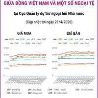 (Interactive) Tỷ giá tham khảo giữa Đồng Việt Nam và một số ngoại tệ ngày 21/4/2026