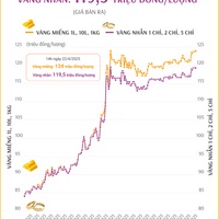 (Interactive) Sáng ngày 8/8/2025: Vàng miếng ở mức giá kỷ lục 124 triệu đồng/lượng