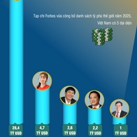 (Interactive) 5 tỷ phú Việt Nam nắm giữ hơn 38 tỷ USD