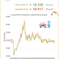 (Interactive) Giá xăng E5 RON 92 giảm còn 18.438 đồng/lít
