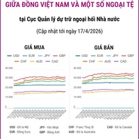 (Interactive) Tỷ giá tham khảo giữa Đồng Việt Nam và một số ngoại tệ ngày 17/4/2026