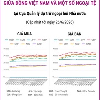 (Interactive) Tỷ giá tham khảo giữa Đồng Việt Nam và một số ngoại tệ ngày 26/6/2026