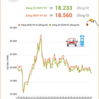 (Interactive) Giá xăng E5 RON 92 giảm còn 18.233 đồng/lít