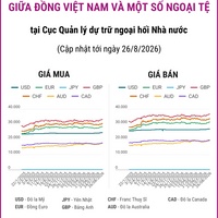 (Interactive) Tỷ giá tham khảo giữa Đồng Việt Nam và một số ngoại tệ ngày 26/8/2026